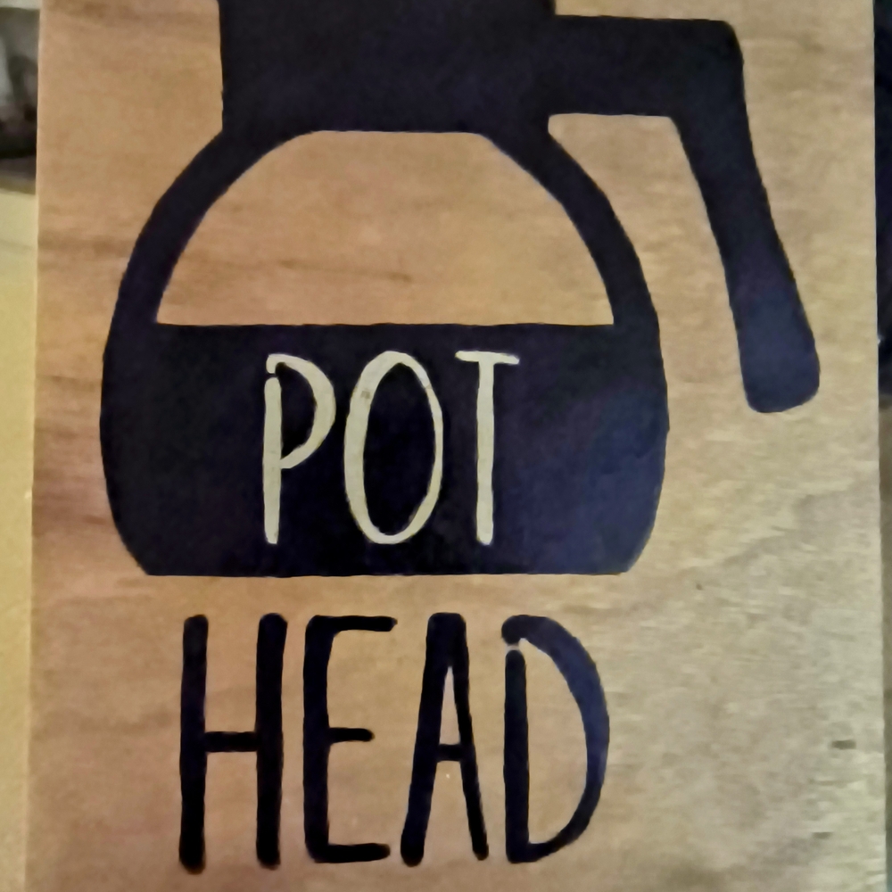 Hand Crafted Black and Brown Coffee Pot Sign